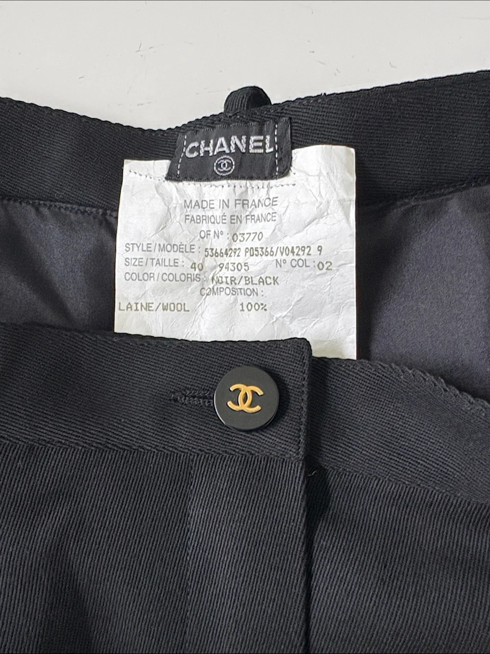 Chanel Vintage Black Wool Pleated Pants - mid 1990’s